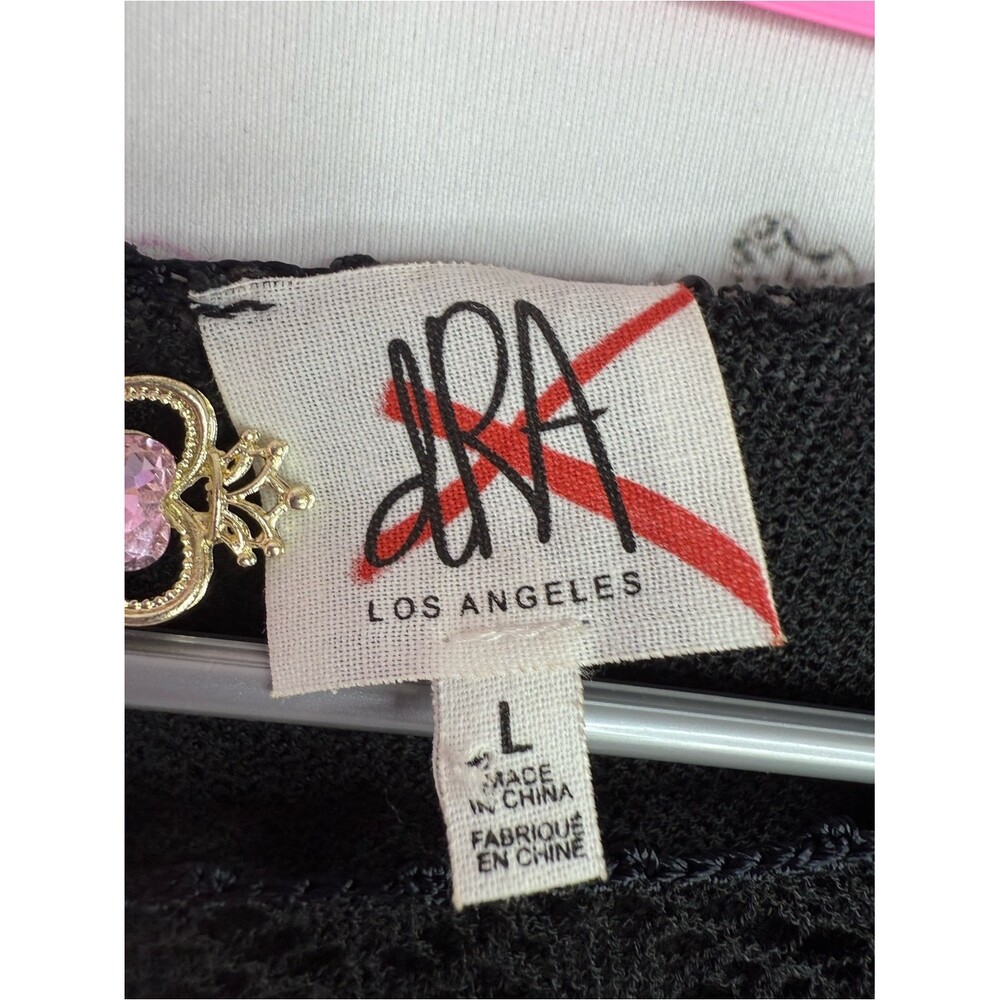 DRA LOS ANGELES shirt black Lace Sleeve Knit Top new with tags - Picture 11 of 15